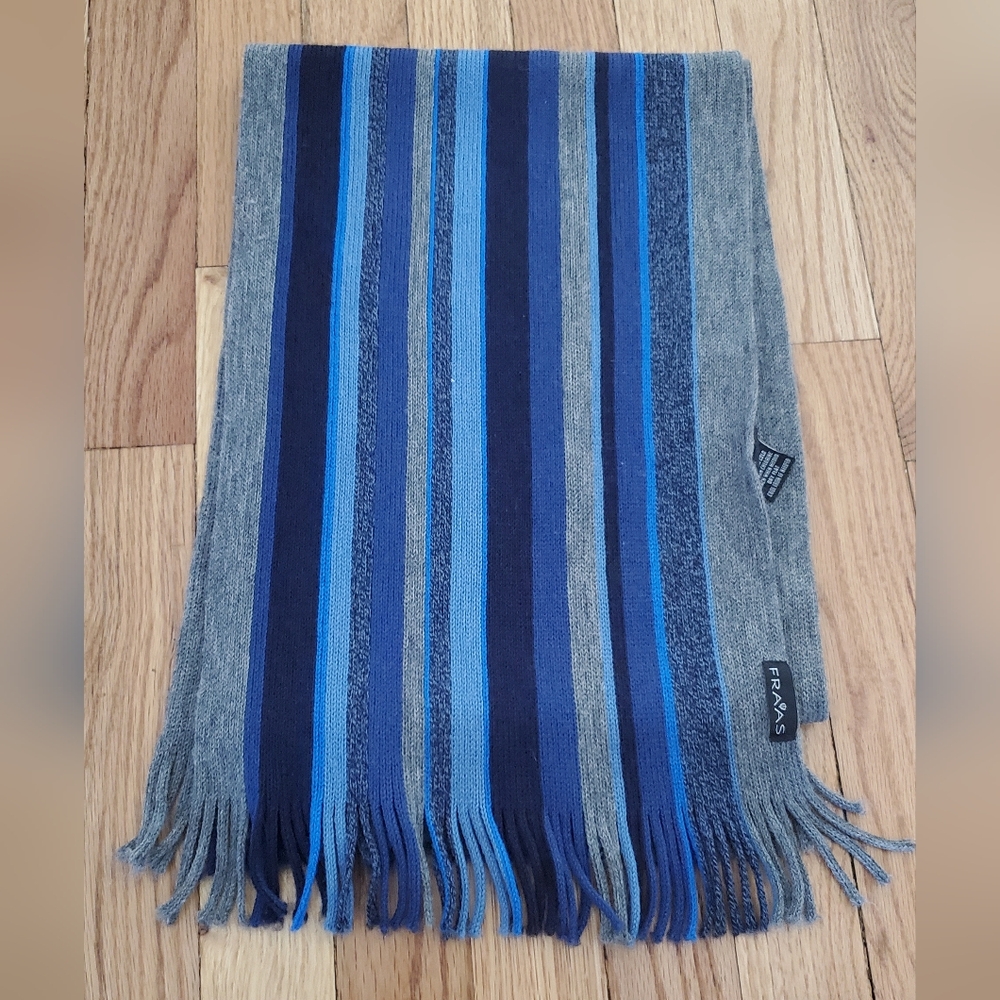 V. Fraas Wool Blue Striped Scarf